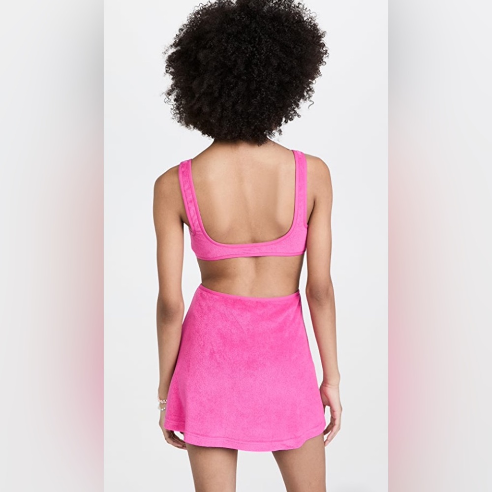 Bnwt Solid And Striped Pink Terrycloth Cut Out Mi… - image 3